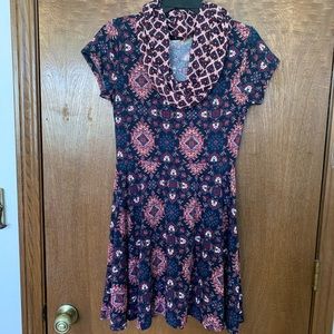 M Navy Floral Dress & Scarf